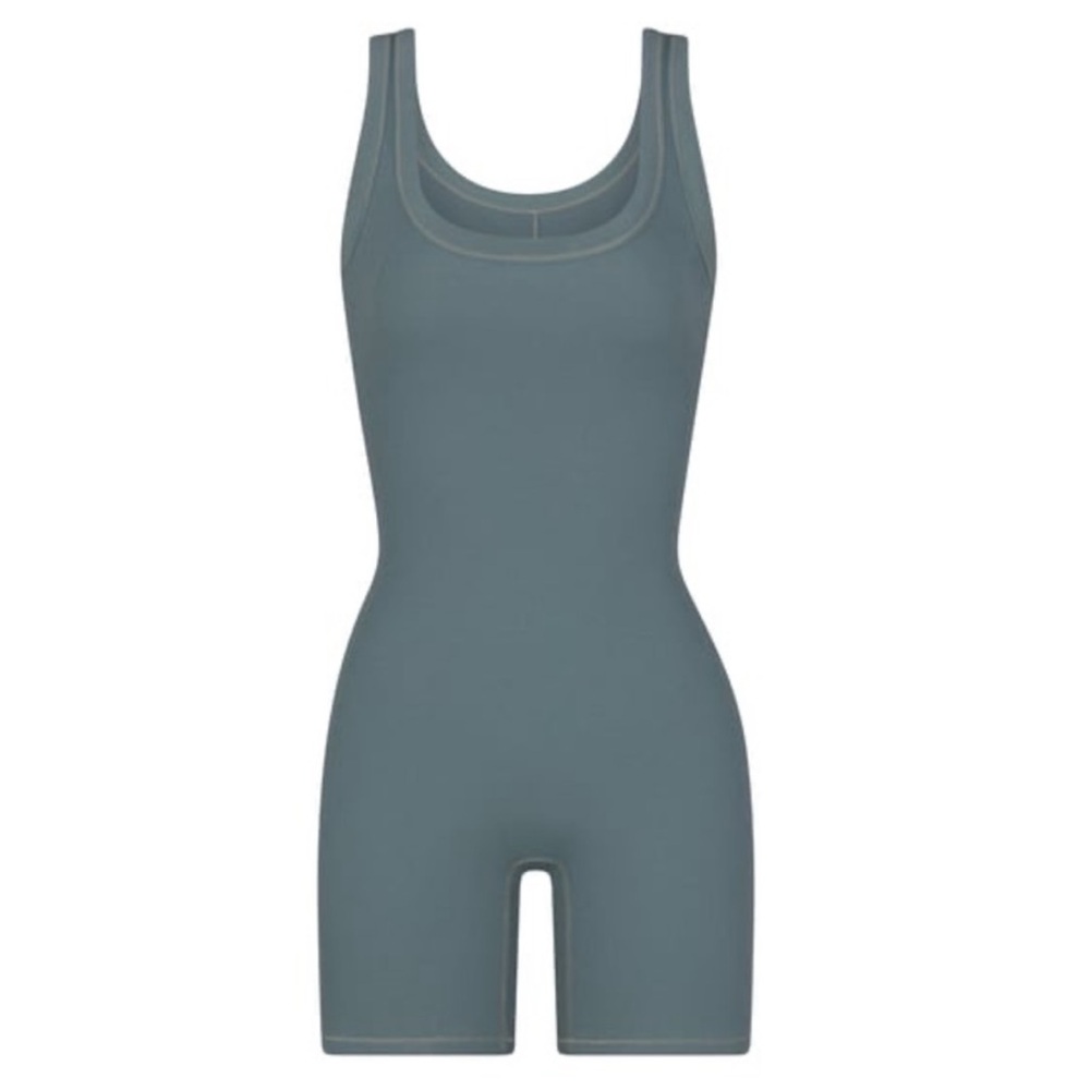 Skims ribbed cotton lined one piece bodysuit in kyanite small